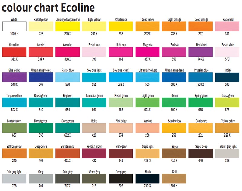 ecoline brush pen color chart